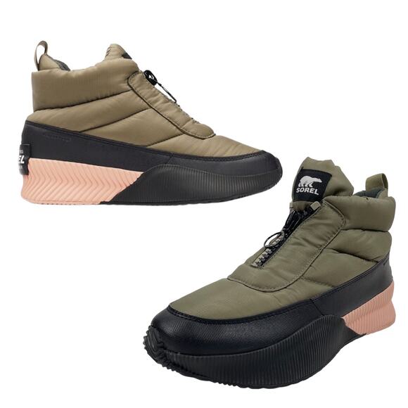 Sorel Out N About III Puffy Zip Boots Waterproof Sage Green Size 11 - Picture 3 of 9